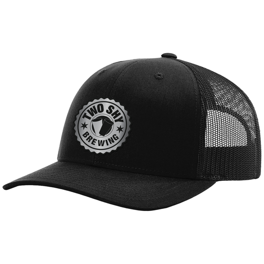 Two Shy Black/Silver Leather Patch Hat - Richardson 112