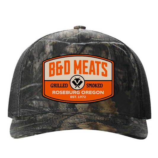 B& D Meats Printed Leather Patch Hat - Camo Richardson 112