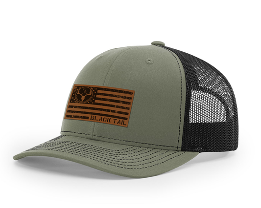 Chasin Tailz Flag Leather Patch Hat - Richardson 112