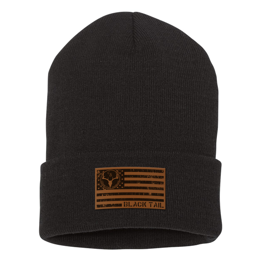 Chasin Tailz Engraved and Embroidered Flag Patch Cuffed Beanie - Yupong 1501KC