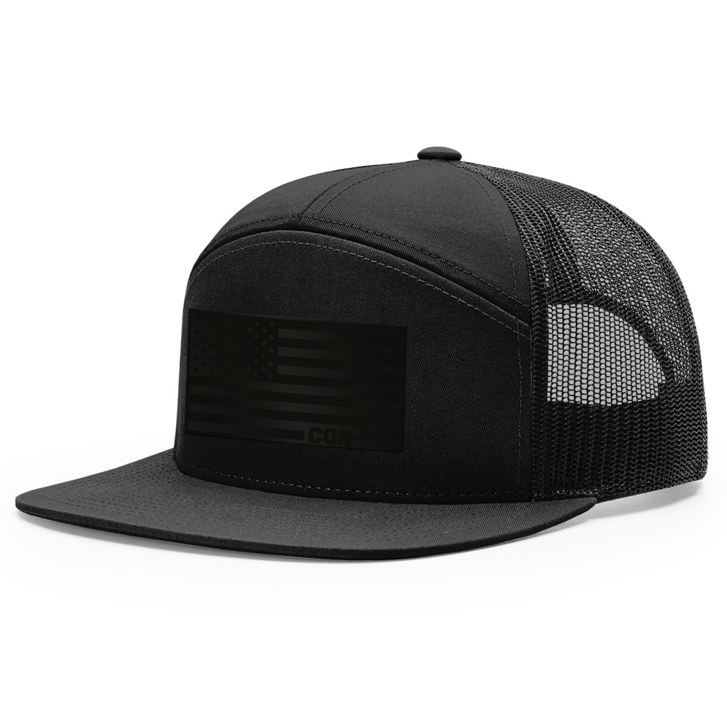 Convey Black Leatherette Flag Hat - Richardson 168