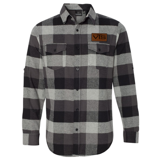 Valley Tel Flannel Shirt with Leather Patch - Black/Gray