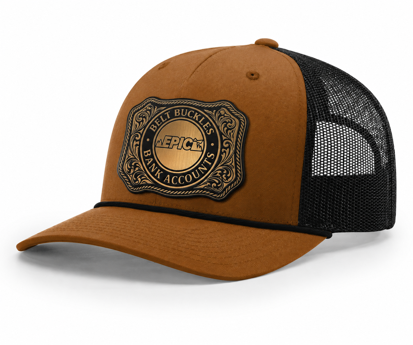 Epic Dallas Belt Buckle Hat -112fp Carmel Black Rope