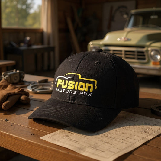 Fusion Motors Embroidered Flexfit Hat - Black Pro-Formance® Cap - 6580