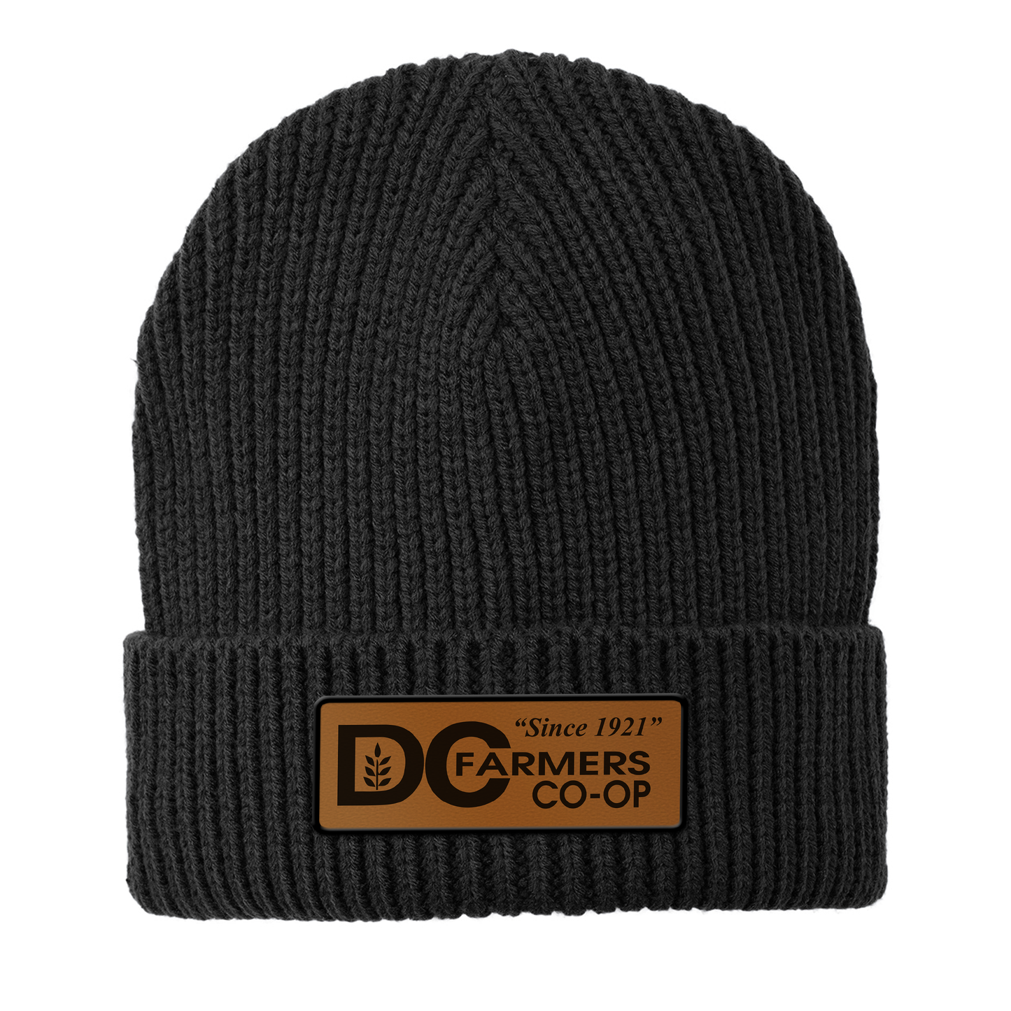DC Co-op Logo Rawhide Leather Patch Beanie - C908