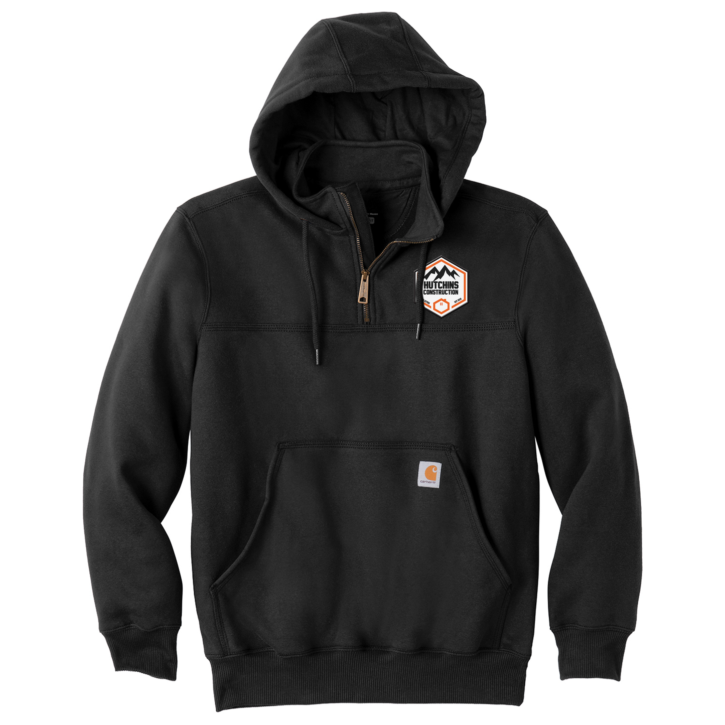 Hutchins Construction Carhartt Hoodie - Black Carhartt® Rain Defender® Paxton Heavyweight Hooded Zip Mock Sweatshirt