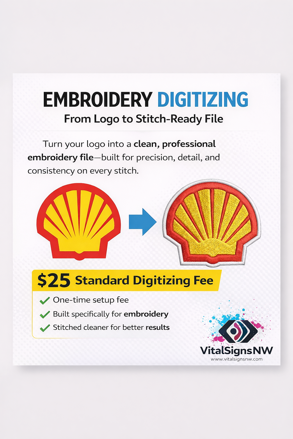 Standard Embroidery Digitizing
