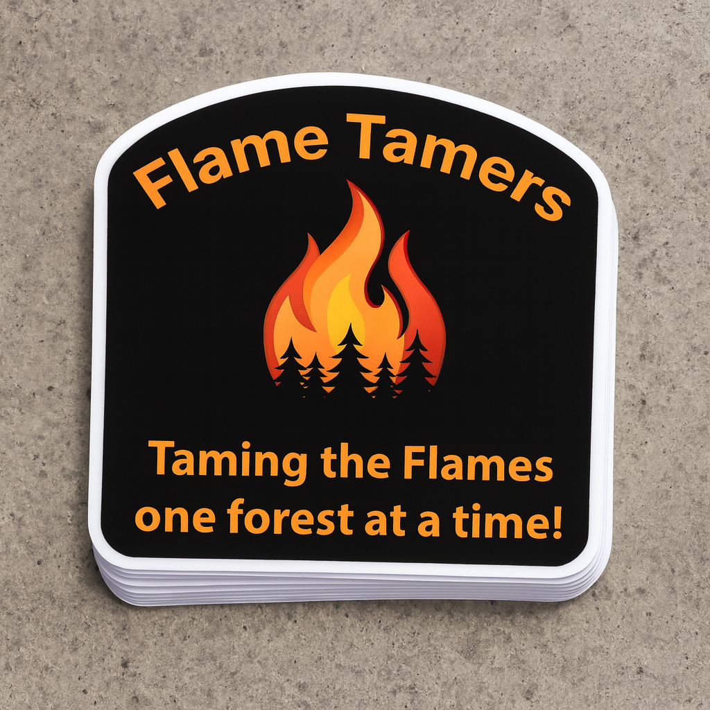 Flame Tamer Die Cut Decals 3.5in x 3.25"