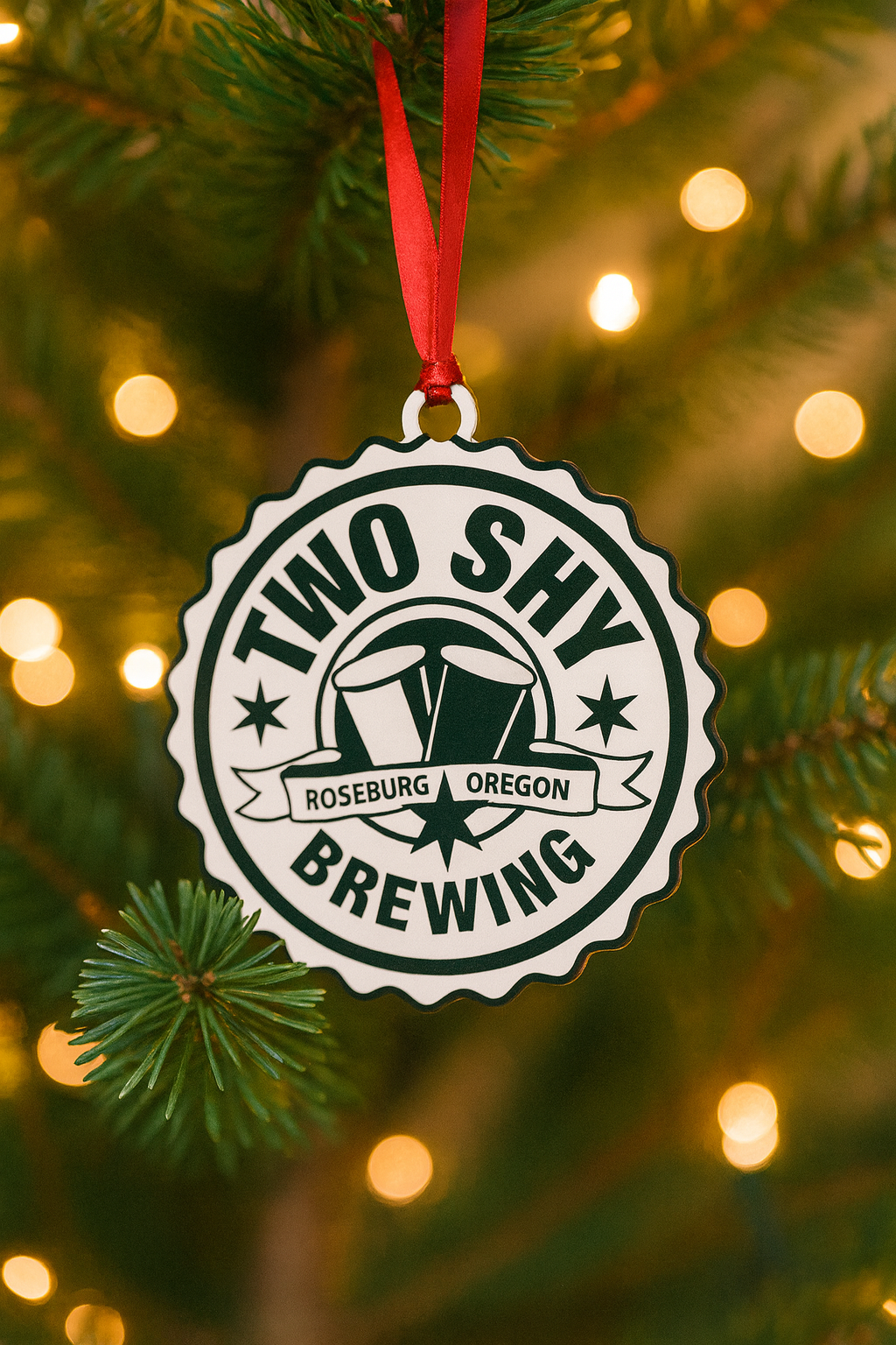 Two Shy Brewery Laser Cut and Printed Ornaments 3.5 x 3.5
