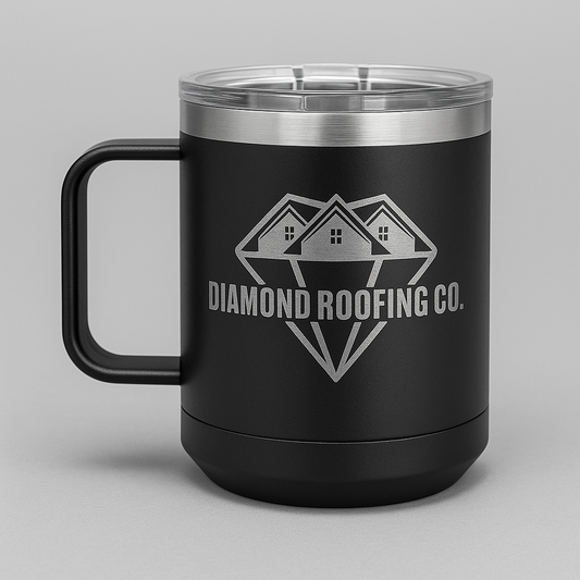 Diamond Roofing Engraved Coffee Mug - 15oz Camp Mug