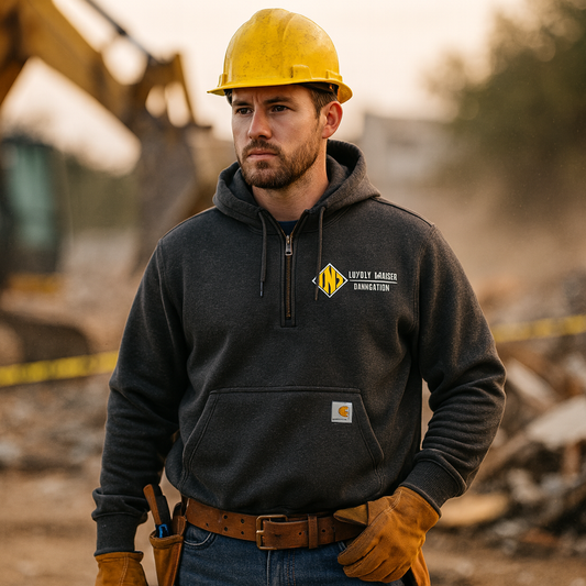 Nabors Demolition Carhartt Hoodie - Carbon Heather Carhartt® Rain Defender® Paxton Heavyweight Hooded Zip Mock Sweatshirt