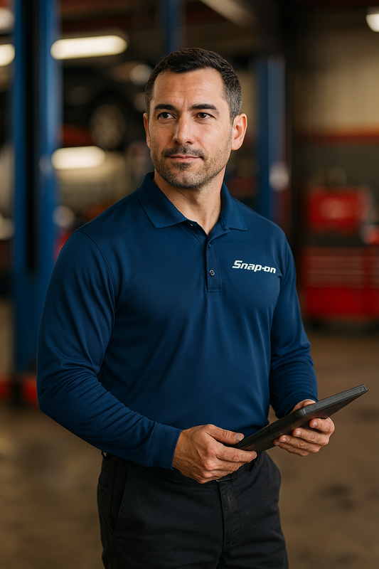 Snap-On Long Sleeve Navy Polo - NKDC2104