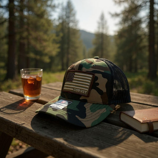 Convey Flag Embroidered Patch Hat - Richardson Army Camo/Black 112