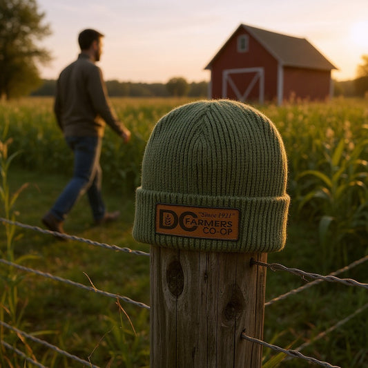 DC Co-op Logo Rawhide Leather Patch Beanie - C908