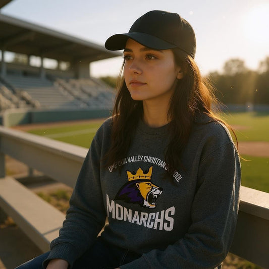 Umpqua Valley Christian School Lion Printed Crewneck- Charcoal Heather DT8104