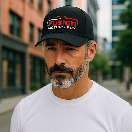 Fusion Motors Embroidered Flexfit Hat - Black Pro-Formance® Cap - 6580