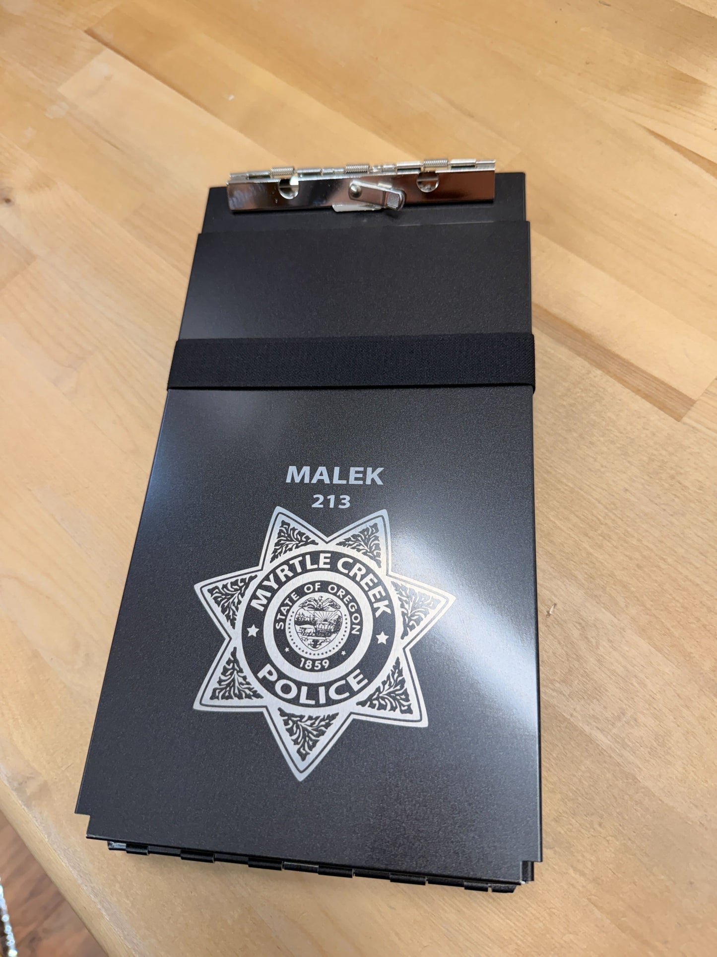 Myrtle Creek Police Ticket Book Engraving