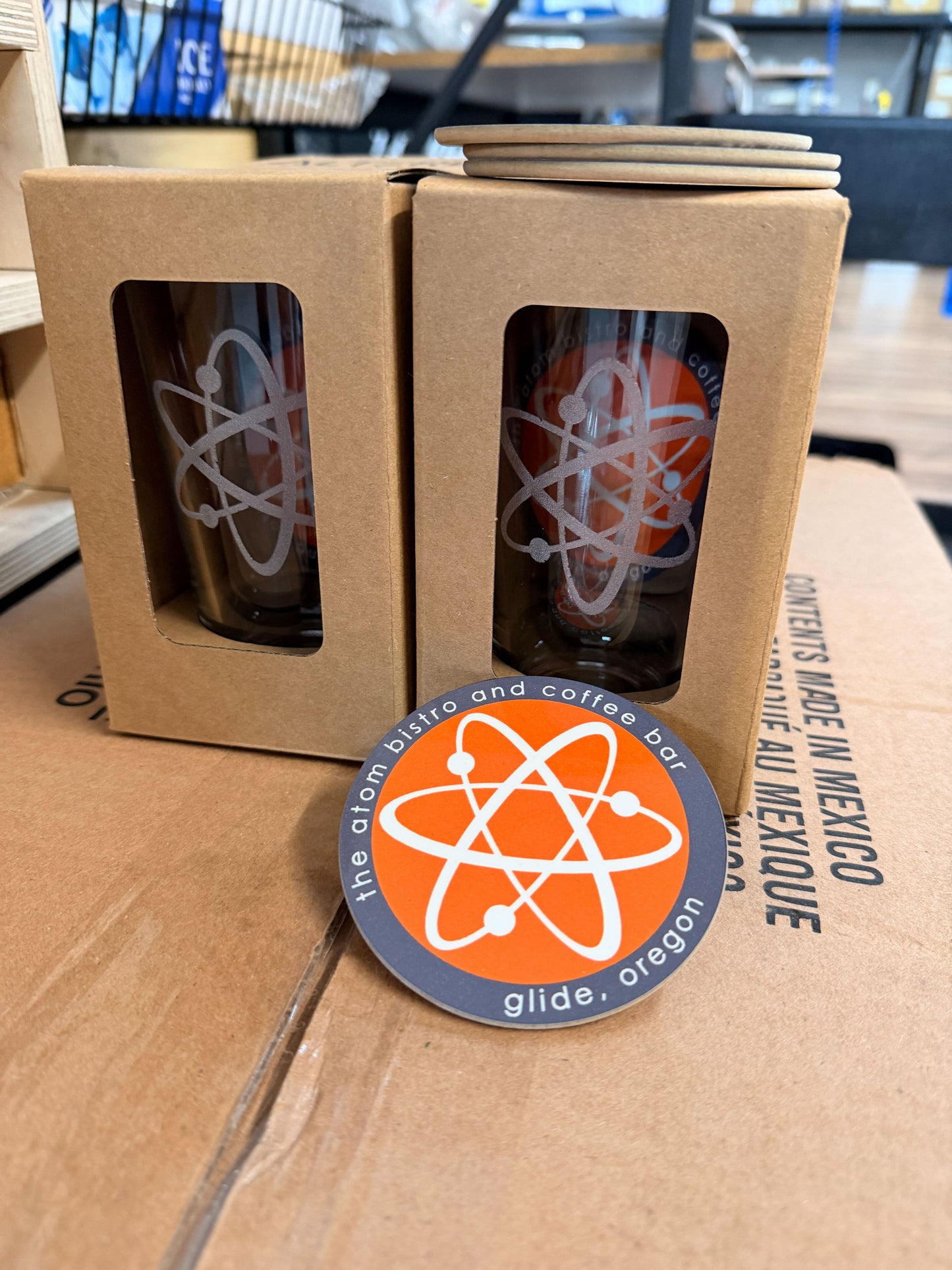 The Atom 16oz Pint Engraving