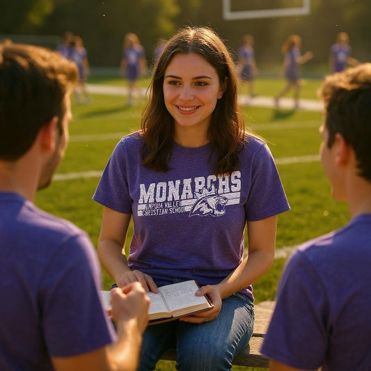 Umpqua Valley Christian School Diagonal Printed Tshirt - Purple Frost DM130