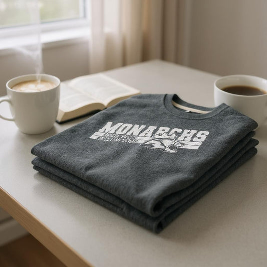 Umpqua Valley Christian School Diagonal Printed Crewneck- Charcoal Heather DT8104