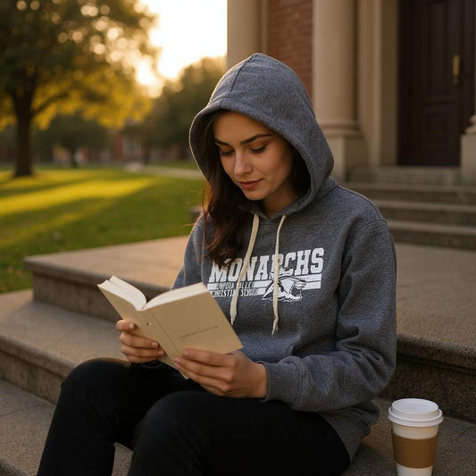 Umpqua Valley Christian School Diagonal Printed Hoodie- Charcoal Heather DT8100