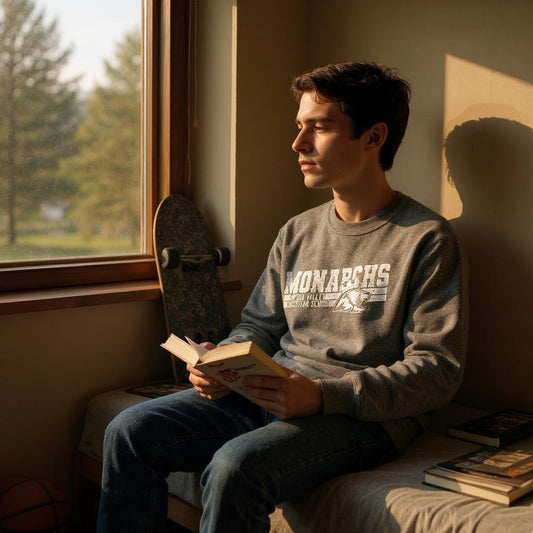 Umpqua Valley Christian School Diagonal Printed Youth Crewneck - Dark Heather Grey PC90Y