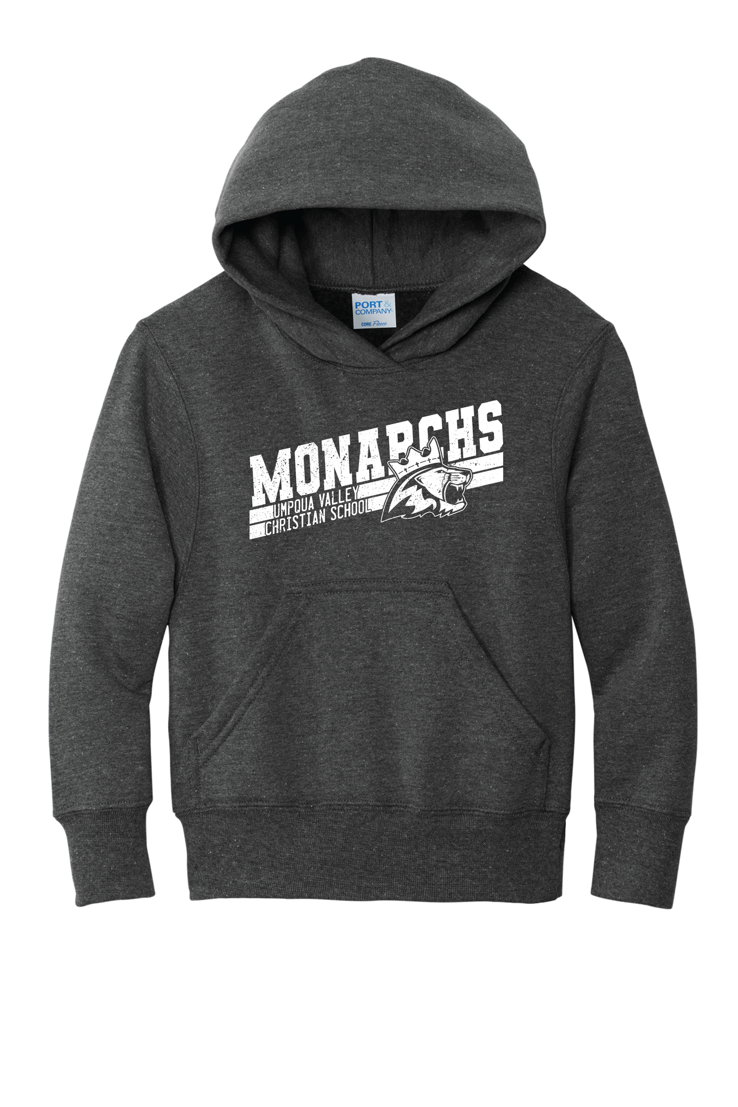 Umpqua Valley Christian School Diagonal Printed Youth Hoodie - Dark Heather Grey PC90YH