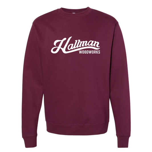 Hallman Woodworks Crew Neck Sweatshirt - Independent 3000 Maroon