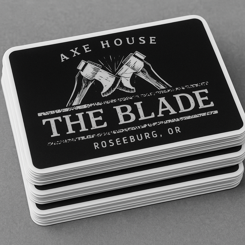 The Blade Axe House Decals 4in x 2.75in