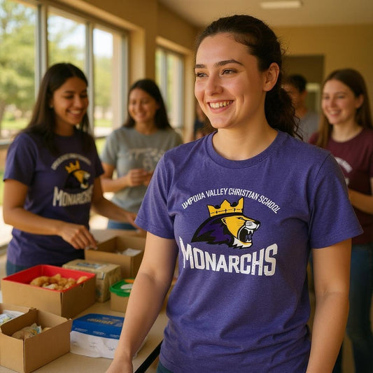 Umpqua Valley Christian School Lion Printed Tshirt - Purple Frost DM130