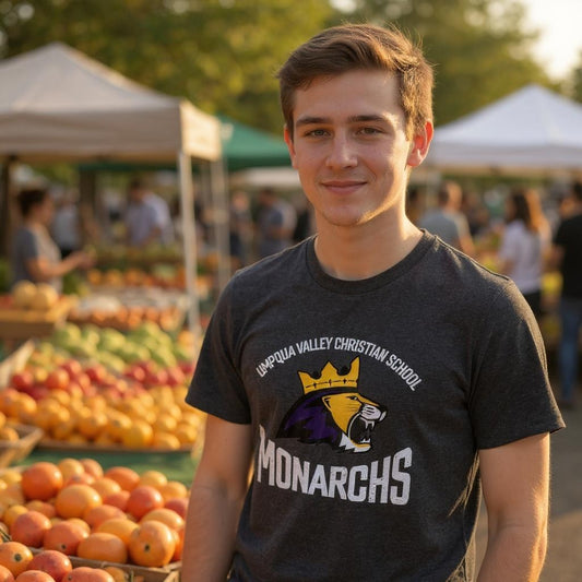 Umpqua Valley Christian School Lion Printed Youth Tshirt - Heathered Charcoal DT6000Y