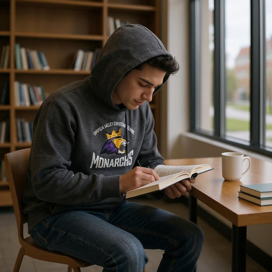 Umpqua Valley Christian School Lion Printed Youth Hoodie - Dark Heather Grey PC90YH