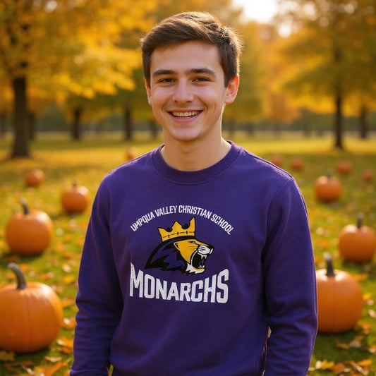 Umpqua Valley Christian School Lion Printed Youth Crewneck - Purple PC90Y