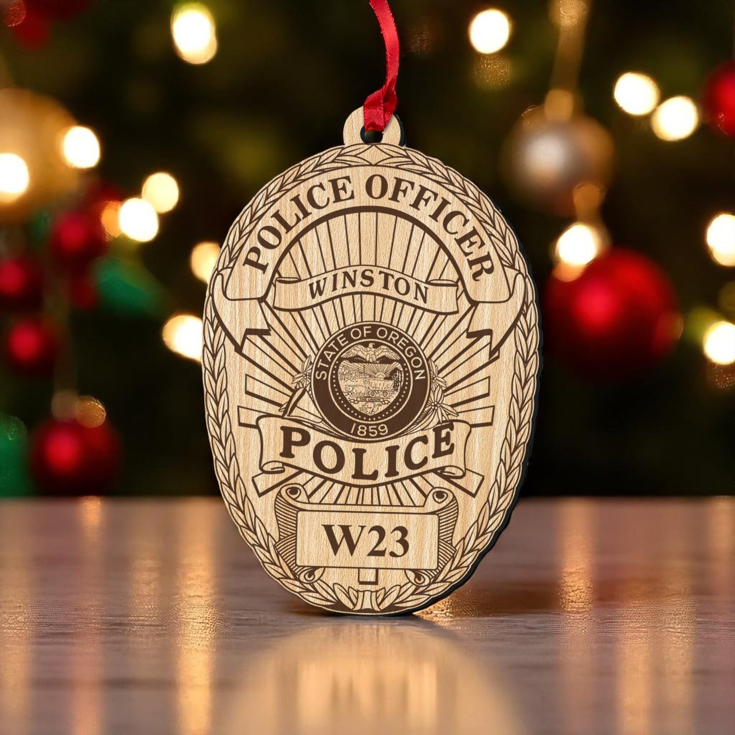 Winston PD Personalized Wood Ornament