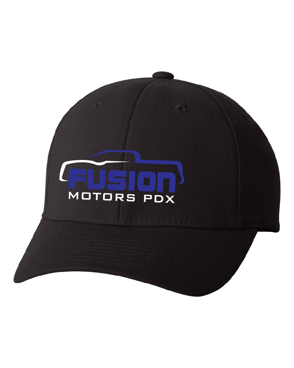 Fusion Motors Blue Embroidered Flexfit Hat - Black Pro-Formance® Cap - 6580