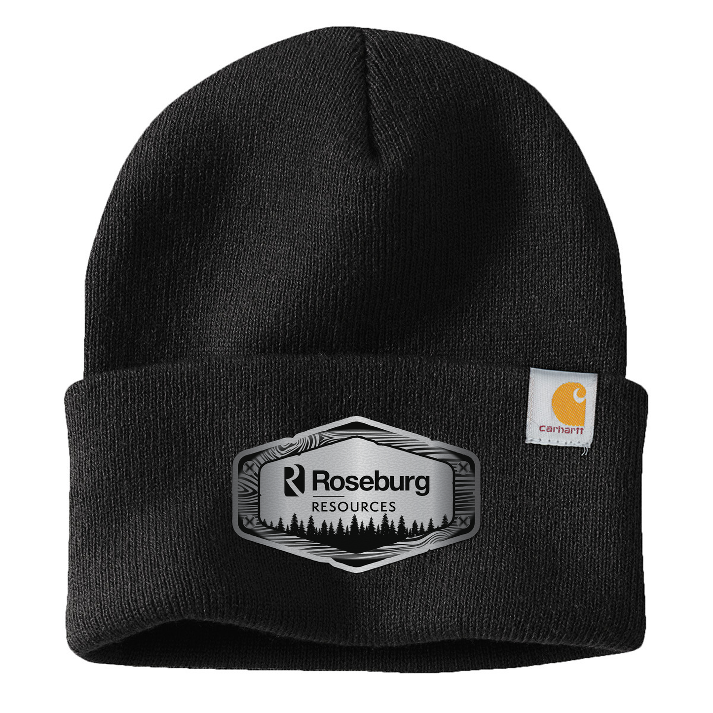Roseburg Resources Woodgrain Logo Embroidered Leather Patch Beanie - CT104597  Carhartt® Watch Cap 2.0