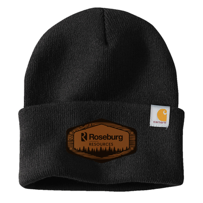 Roseburg Resources Woodgrain Logo Embroidered Leather Patch Beanie - CT104597  Carhartt® Watch Cap 2.0