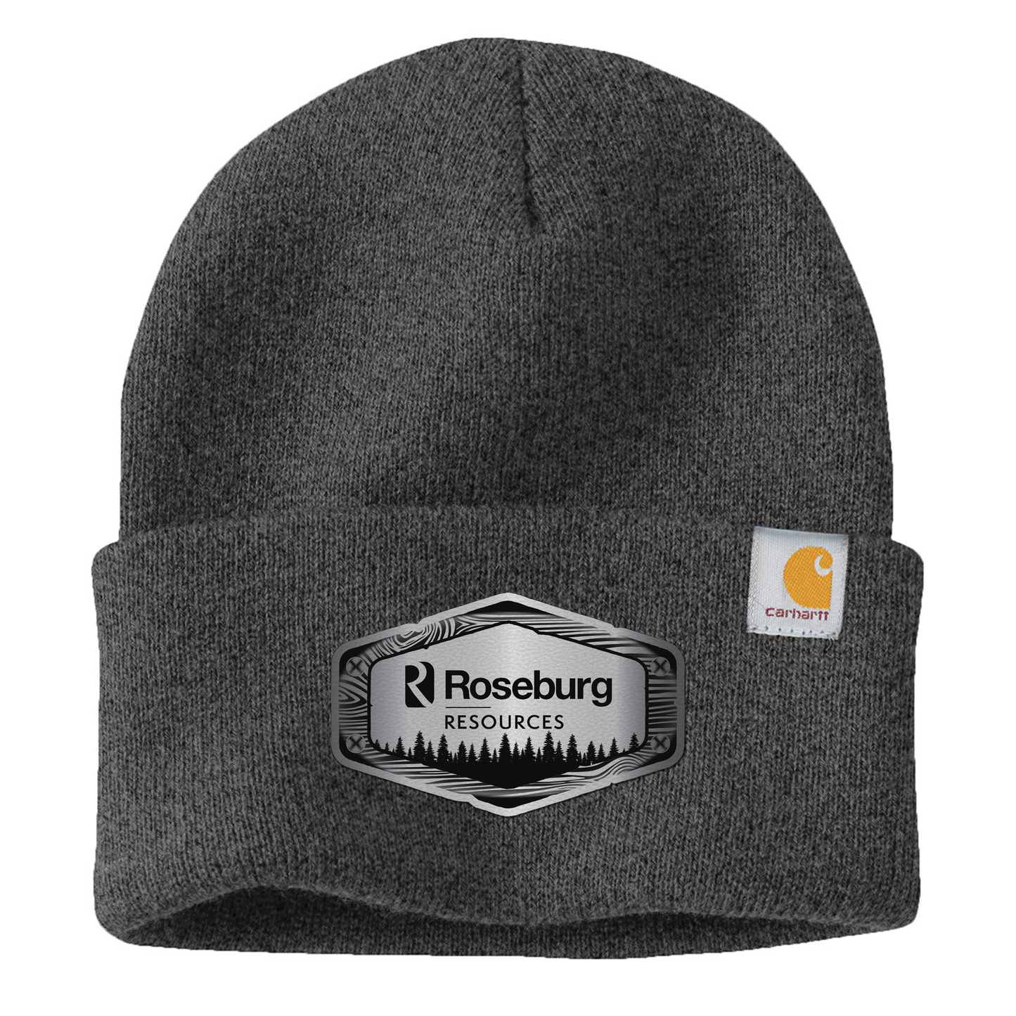Roseburg Resources Woodgrain Logo Embroidered Leather Patch Beanie - CT104597  Carhartt® Watch Cap 2.0