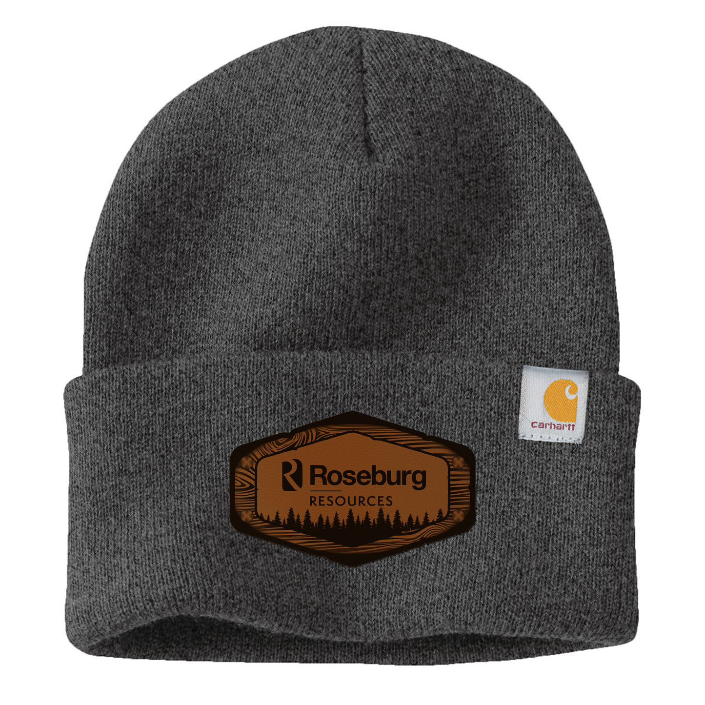 Roseburg Resources Woodgrain Logo Embroidered Leather Patch Beanie - CT104597  Carhartt® Watch Cap 2.0