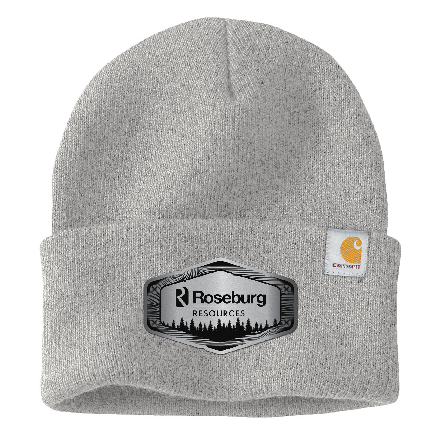 Roseburg Resources Woodgrain Logo Embroidered Leather Patch Beanie - CT104597  Carhartt® Watch Cap 2.0