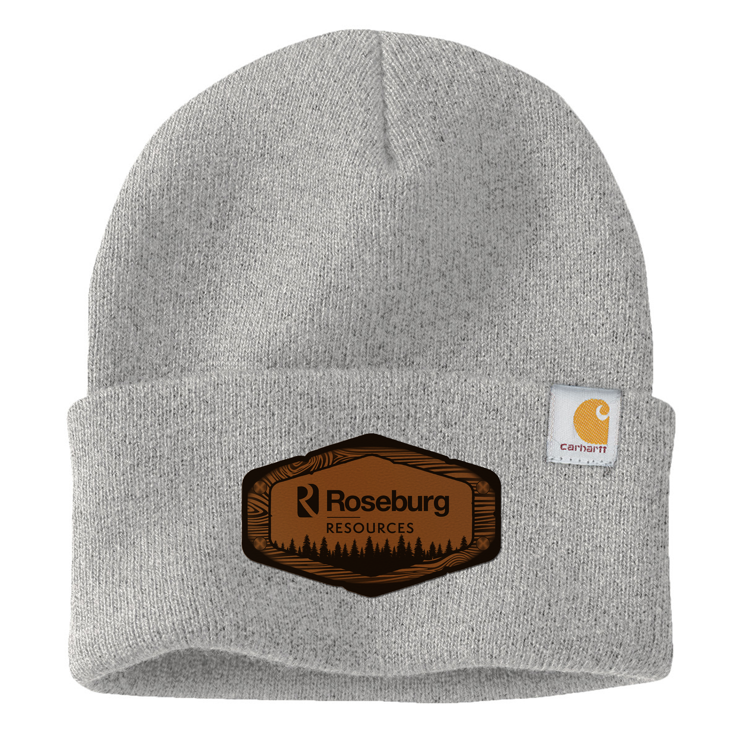 Roseburg Resources Woodgrain Logo Embroidered Leather Patch Beanie - CT104597  Carhartt® Watch Cap 2.0