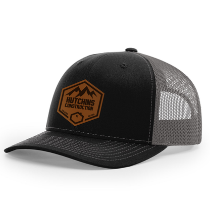 Hutchins Construction Logo Leather Patch Hat - Richardson 112