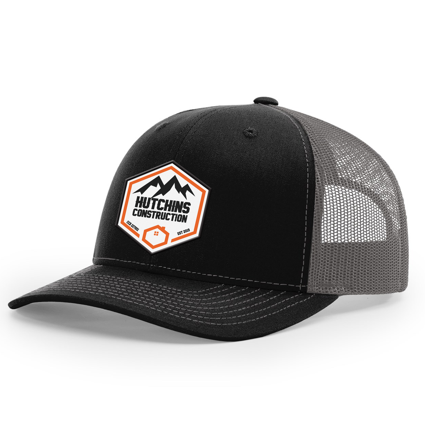 Hutchins Construction Logo Printed Leather Patch Hat - Richardson 112