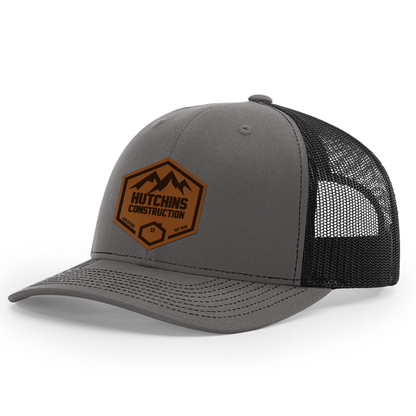 Hutchins Construction Logo Leather Patch Hat - Richardson 112
