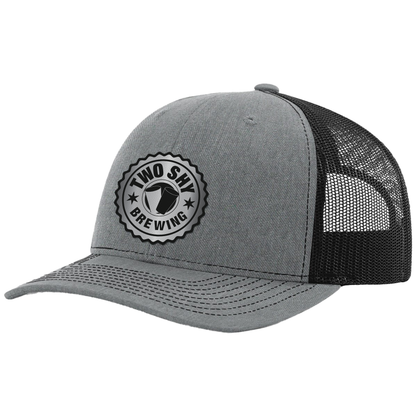 Two Shy Black/Silver Leather Patch Hat - Richardson 112