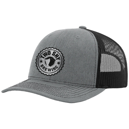 Two Shy Black/Silver Leather Patch Hat - Richardson 112