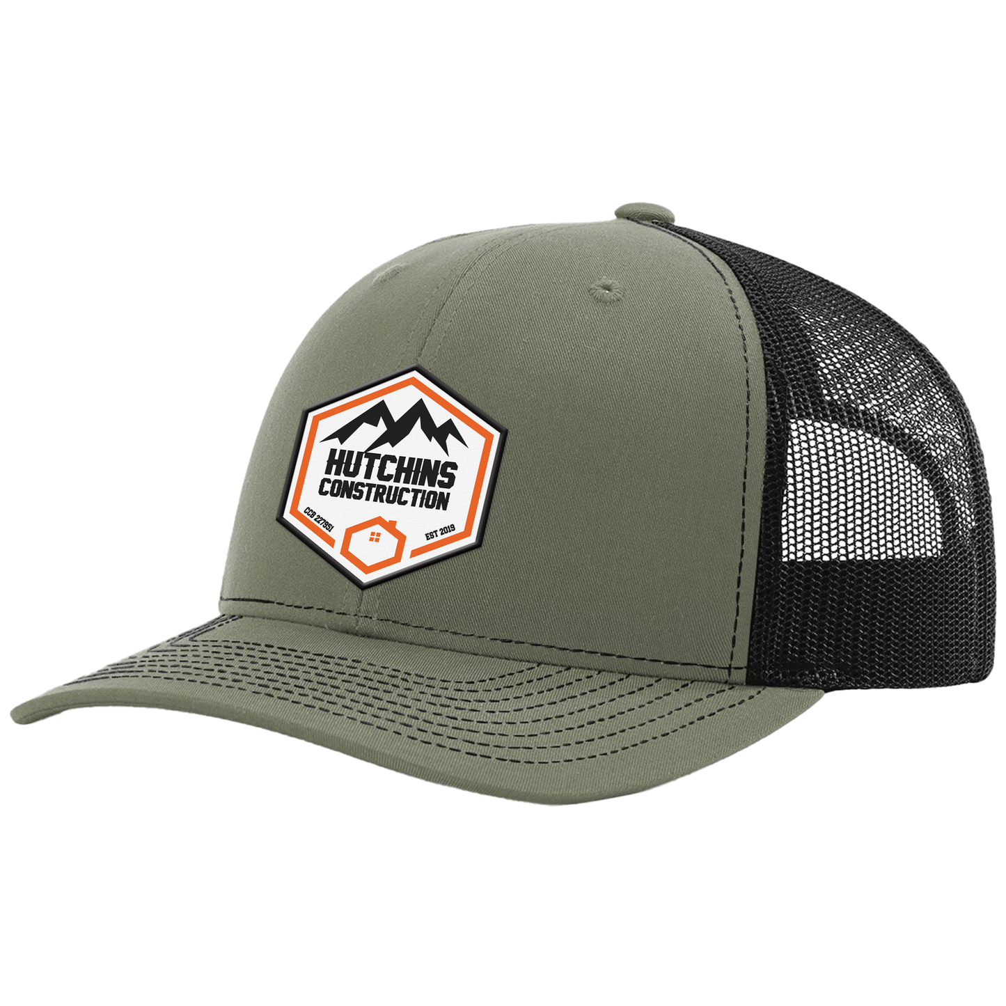 Hutchins Construction Logo Printed Leather Patch Hat - Richardson 112