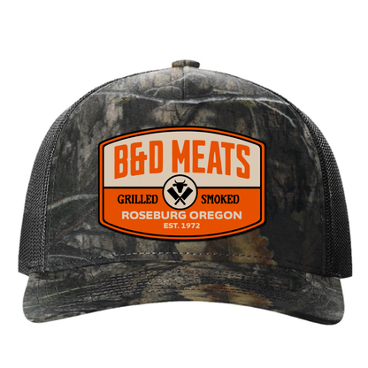 B& D Meats Printed Leather Patch Hat - Camo Richardson 112