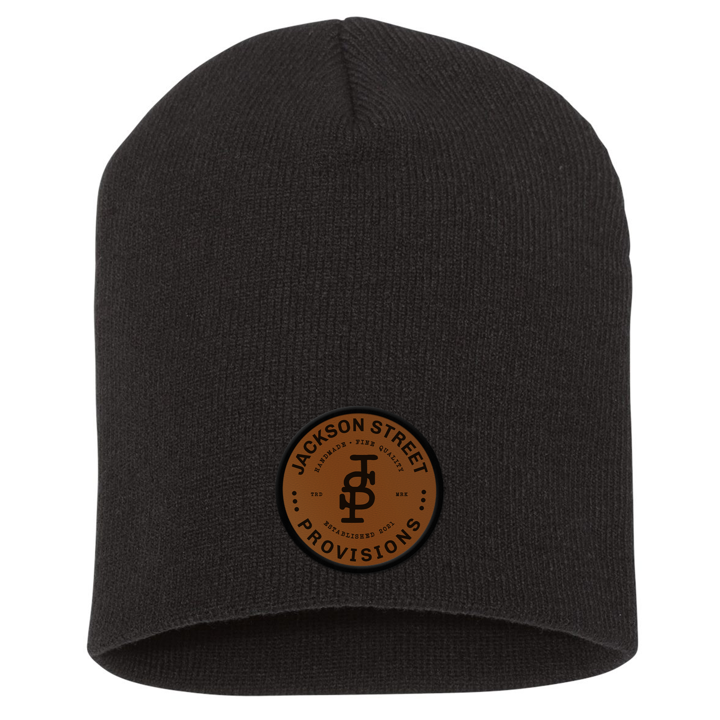 Jackson Street Provisions Brand Logo Engraved and Embroidered Patch Skull Beanie - Yupong 1500KC