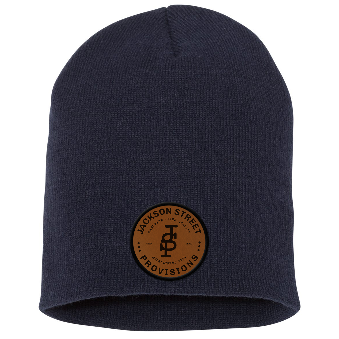 Jackson Street Provisions Brand Logo Engraved and Embroidered Patch Skull Beanie - Yupong 1500KC